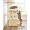 Cat Condo – Engineered Wood – Light Grey – Large Cat Perch with 2 Cat Caves and Scratching Post
