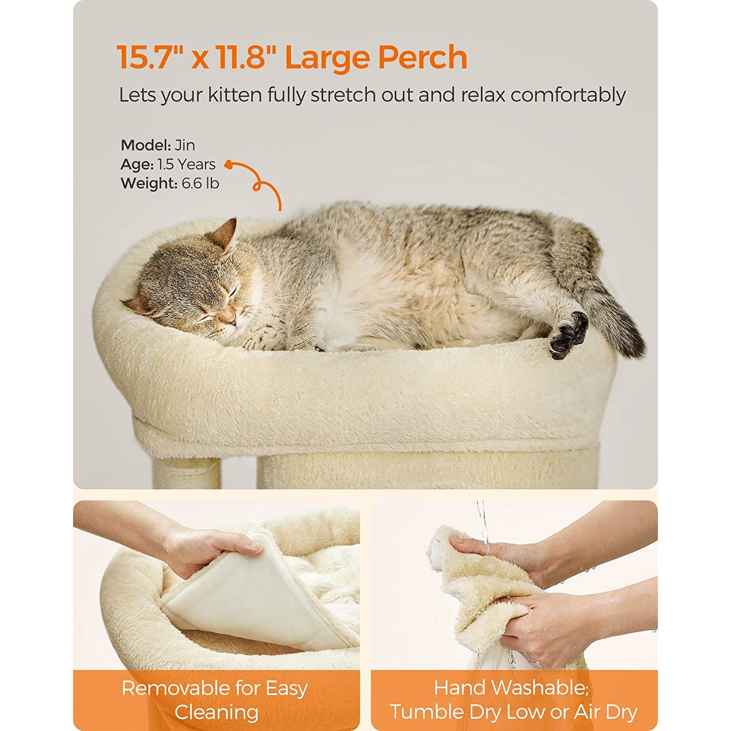 Cat Condo – Engineered Wood – Light Grey – Large Cat Perch with 2 Cat Caves and Scratching Post