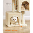 Cat Condo – Engineered Wood – Light Grey – Large Cat Perch with 2 Cat Caves and Scratching Post