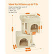 Cat Condo – Engineered Wood – Light Grey – Large Cat Perch with 2 Cat Caves and Scratching Post