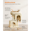 Cat Condo – Engineered Wood – Light Grey – Large Cat Perch with 2 Cat Caves and Scratching Post