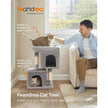 Cat Tree – Wood and Fabric – Light Grey – 67 cm Height with 2 Cat Caves and Large Perch