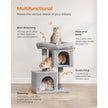 Cat Tree – Wood and Fabric – Light Grey – 67 cm Height with 2 Cat Caves and Large Perch