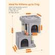 Cat Tree – Wood and Fabric – Light Grey – 67 cm Height with 2 Cat Caves and Large Perch