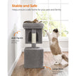 Cat Tree – Engineered Wood – Light Grey – Includes 2 Cat Caves and Scratching Post