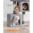 Cat Tree – Engineered Wood – Light Grey – Includes 2 Cat Caves and Scratching Post