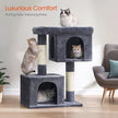 Cat Tree – Engineered Wood – Light Grey – Includes Large Perch and Plush Condos