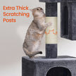 Cat Tree – Engineered Wood – Light Grey – Includes Large Perch and Plush Condos