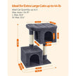Cat Condo – Particle Board – Light Grey – Designed for Extra Large Cats up to 20 kg with Sisal-Covered Scratching Posts and 2 Plush Condos