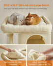 Cat Tree – Wood and Plush – Beige – Tall with Scratching Posts and Condos
