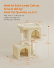 Cat Tree – Wood and Plush – Beige – Tall with Scratching Posts and Condos