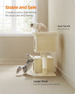 Cat Tree – Wood and Plush – Beige – Tall with Scratching Posts and Condos