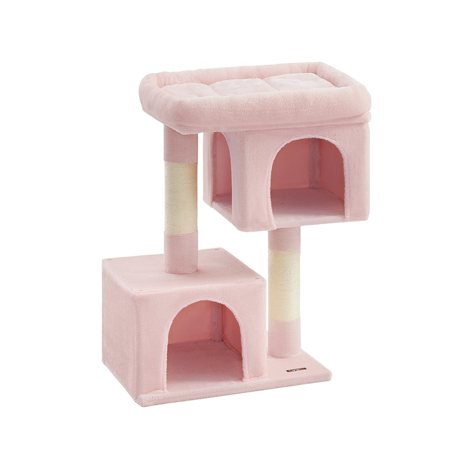 Cat Tree – Medium Density Fiberboard and Sisal – Jelly Pink – Features Cat Caves and Scratching Posts