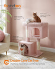 Cat Tree – Medium Density Fiberboard and Sisal – Jelly Pink – Features Cat Caves and Scratching Posts