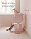 Cat Tree – Medium Density Fiberboard and Sisal – Jelly Pink – Features Cat Caves and Scratching Posts