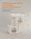 Cat Tree – Engineered Wood – Cream White – Features Cat Caves and Sisal-Covered Scratching Posts