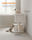 Cat Tree – Engineered Wood – Cream White – Features Cat Caves and Sisal-Covered Scratching Posts