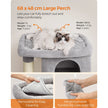 Cat Tower – Wood and Plush – Light Grey – Features 2 Cat Caves and Scratching Posts