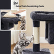 Cat Tree – Wood – Light Grey – Large Perch with Two Cat Caves and Scratching Post