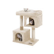 Cat Tree – Engineered Wood – Light Grey – Features Two Cat Caves and Large Perch