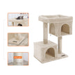 Cat Tree – Wood and Fabric – Light Grey – Two Condos with Large Perch and Scratching Post