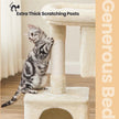 Cat Tree – Wood – Light Grey – Large Perch with Two Cat Caves and Scratching Post