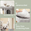 Cat Tree – Wood – Light Grey – Large Perch with Two Cat Caves and Scratching Post