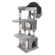 Cat Activity Centre – Particle Board and Plush – Light Grey – With Hammock and Multiple Levels