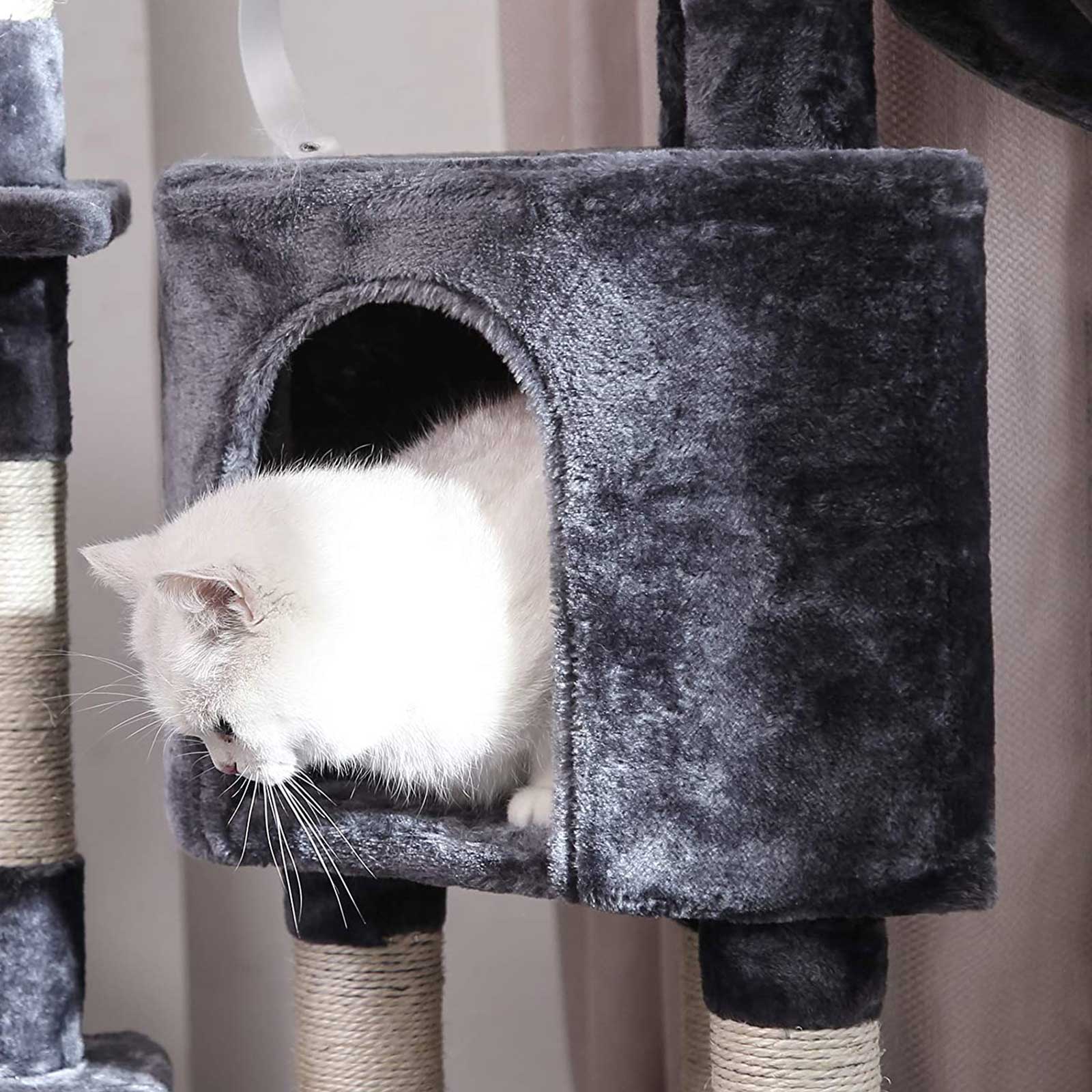 Cat Tree – Engineered Wood – Light Grey – Activity Centre with Condo