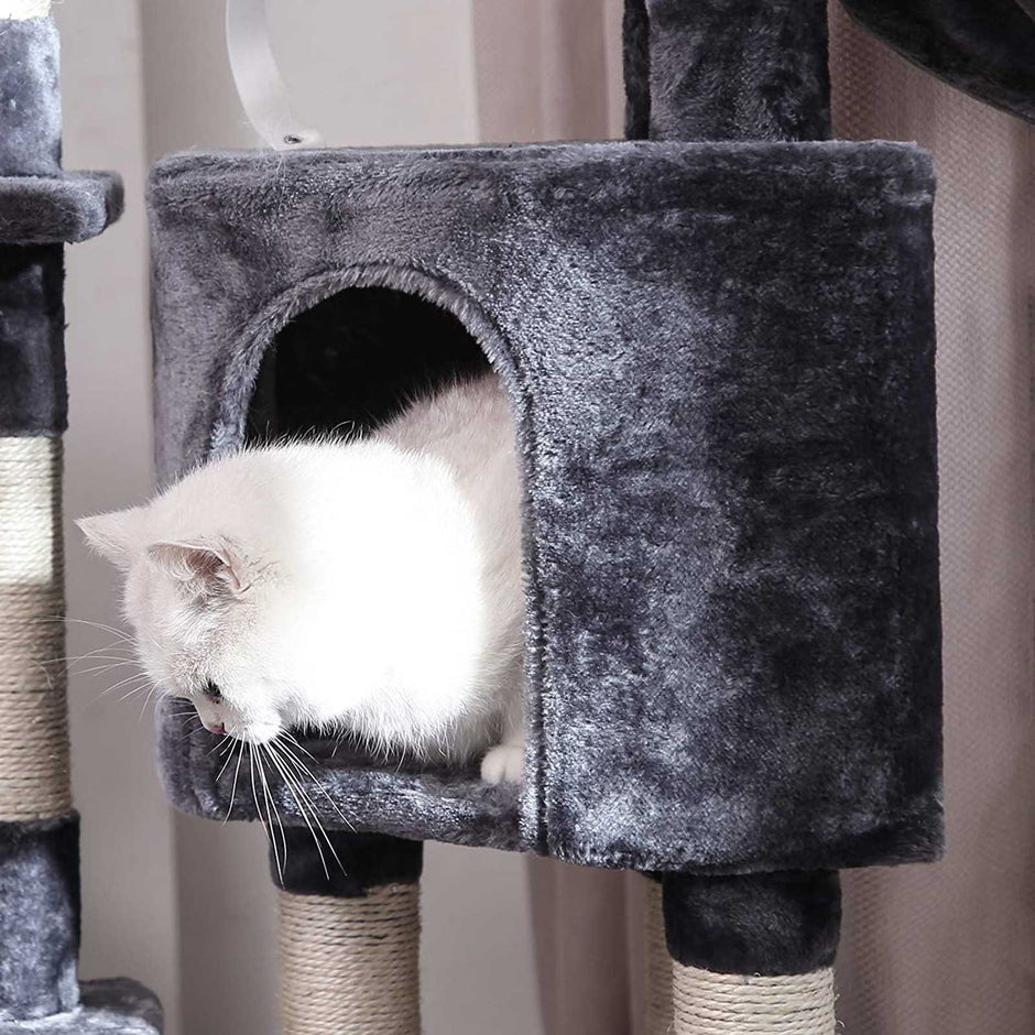 Cat Tree – Engineered Wood – Light Grey – Activity Centre with Condo