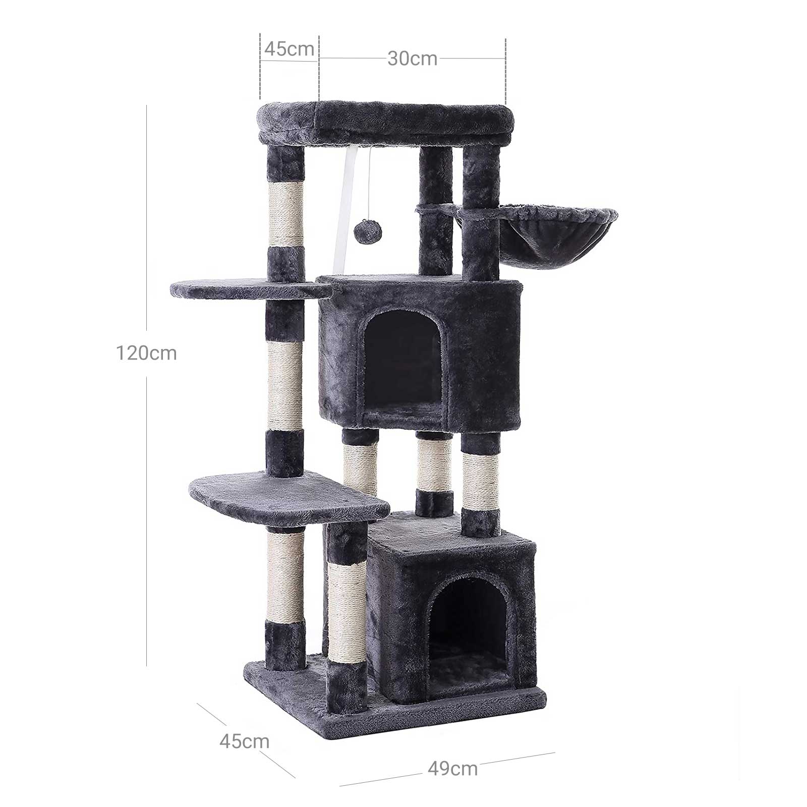 Cat Tree – Engineered Wood – Light Grey – Activity Centre with Condo