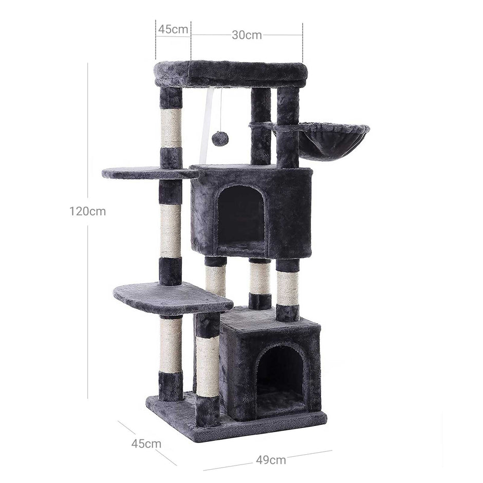 Cat Tree – Engineered Wood – Light Grey – Activity Centre with Condo
