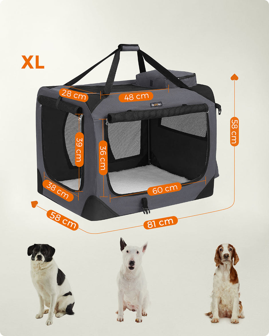 Pet Carrier – Fabric – Grey – Foldable with Breathable Mesh and Storage Pockets