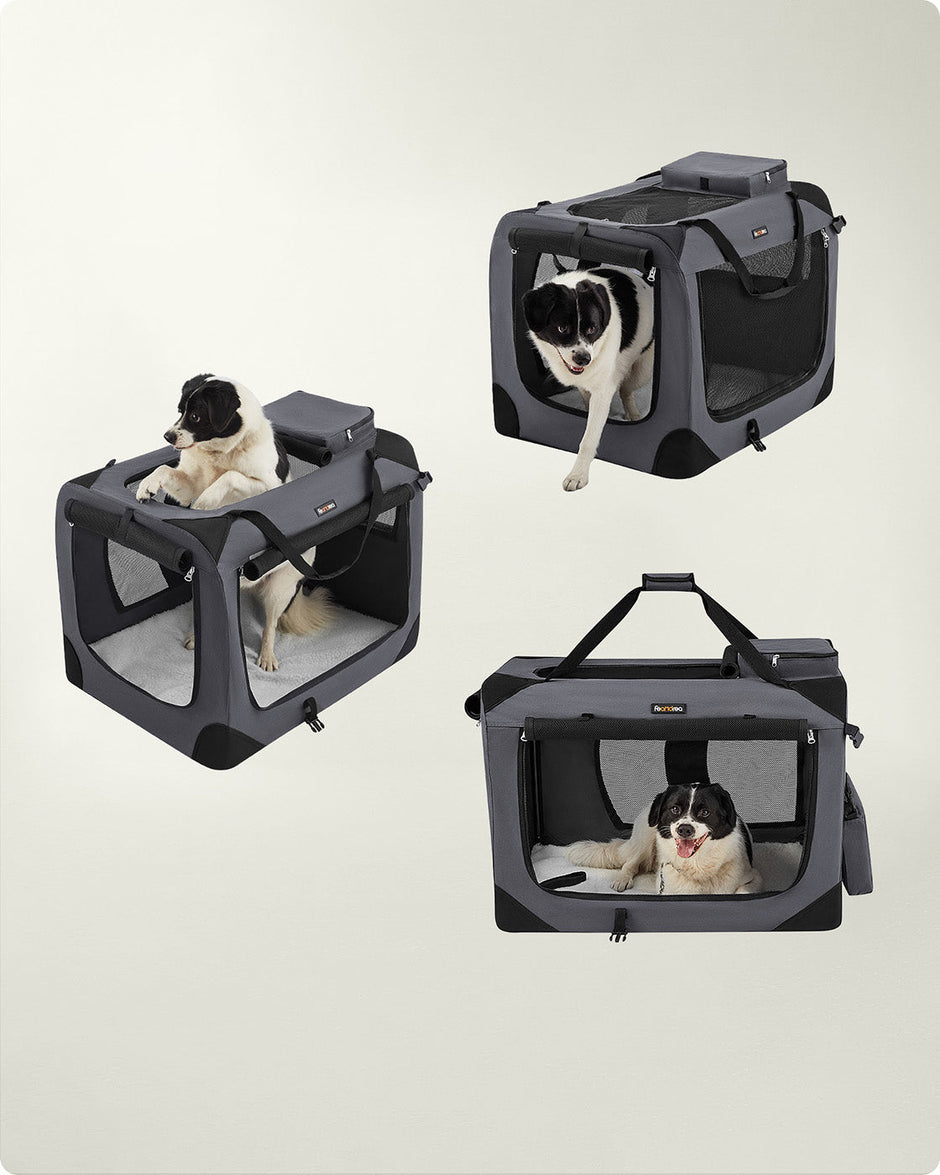 Pet Carrier – Fabric – Grey – Foldable with Breathable Mesh and Storage Pockets