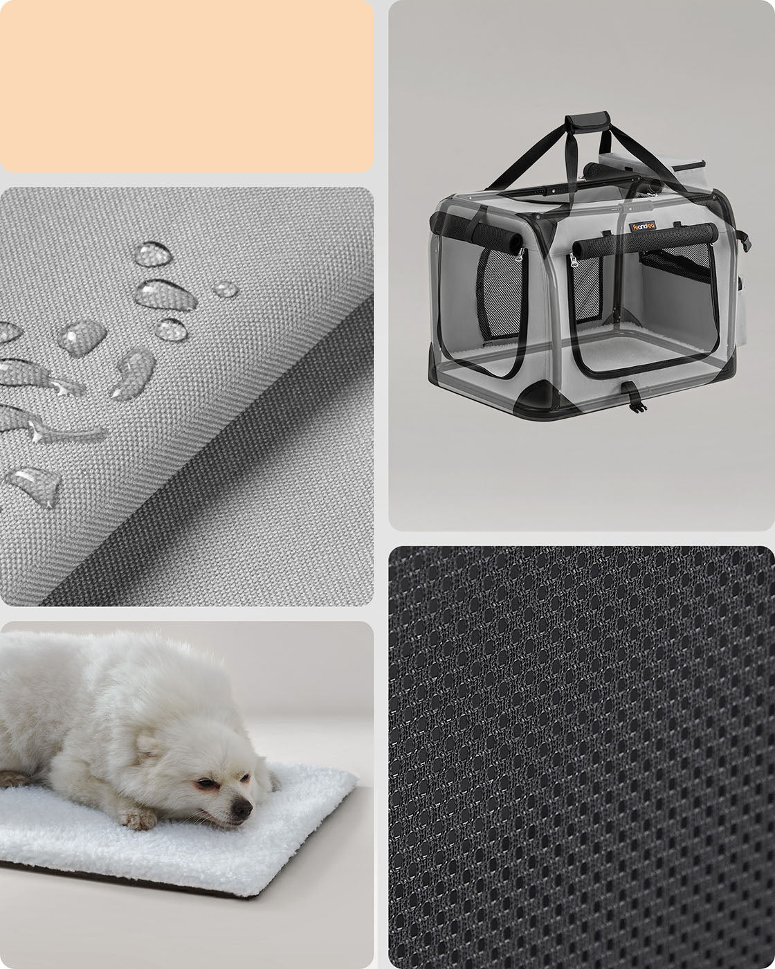 Pet Carrier – Soft Sided – Smoke Grey – Portable and Foldable with Breathable Mesh and Storage Pockets