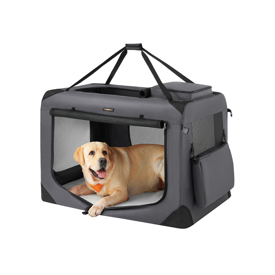 Pet Carrier – Fabric – Grey – Foldable with Breathable Mesh and Storage Pockets