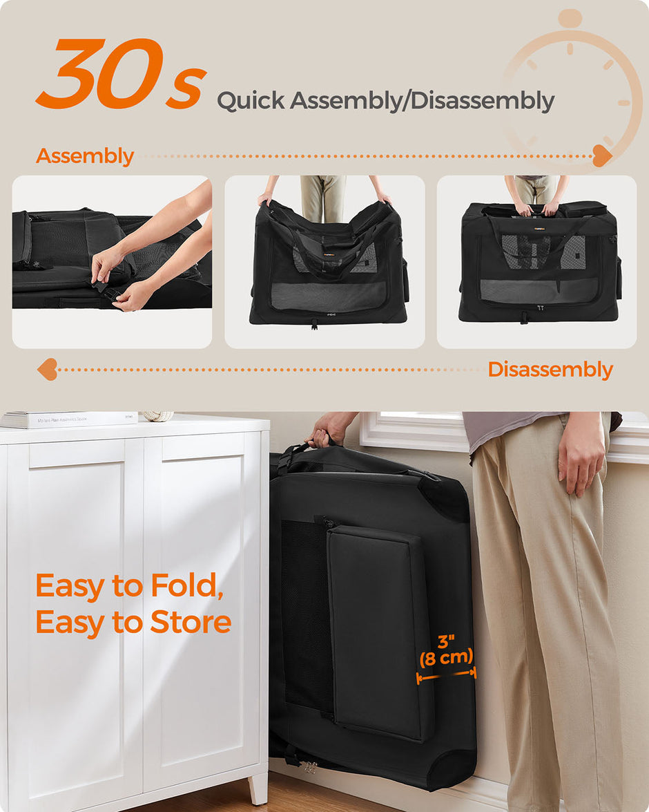Pet Carrier – Fabric – Grey – Foldable with Breathable Mesh and Storage Pockets