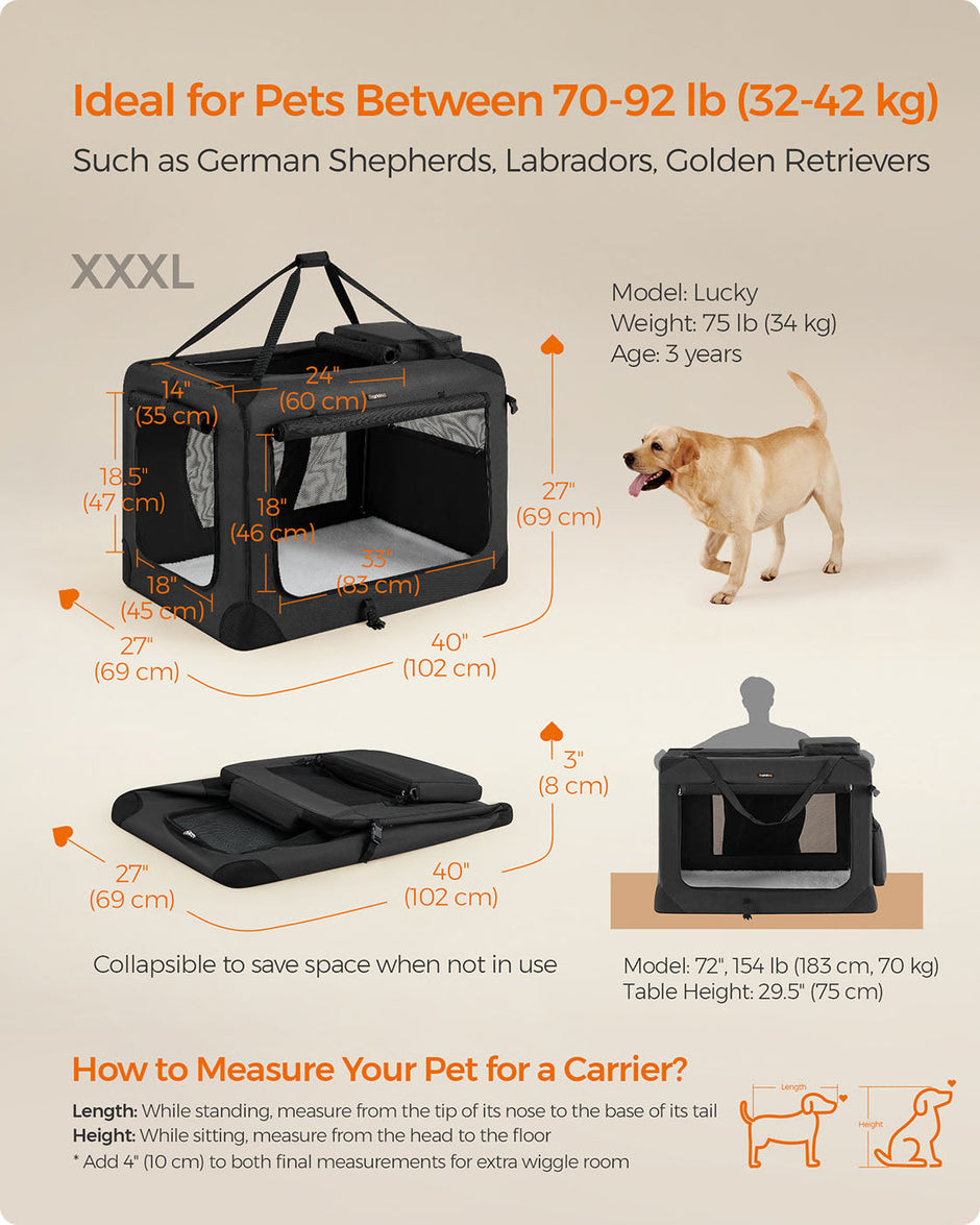 Pet Carrier – Fabric – Grey – Foldable with Breathable Mesh and Storage Pockets