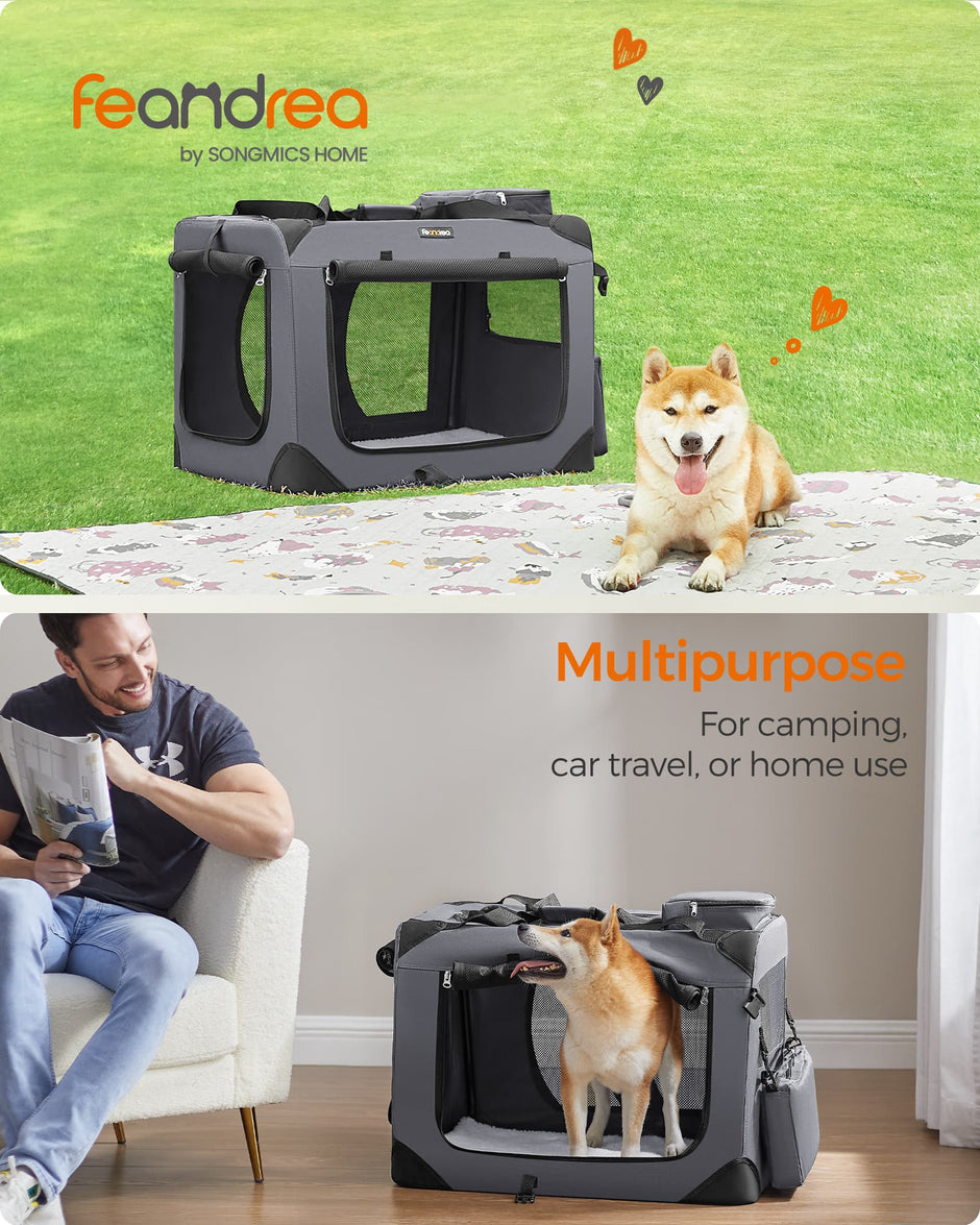Folding Pet Carrier – Fabric – Dark Blue – Versatile Design for Travel and Safety