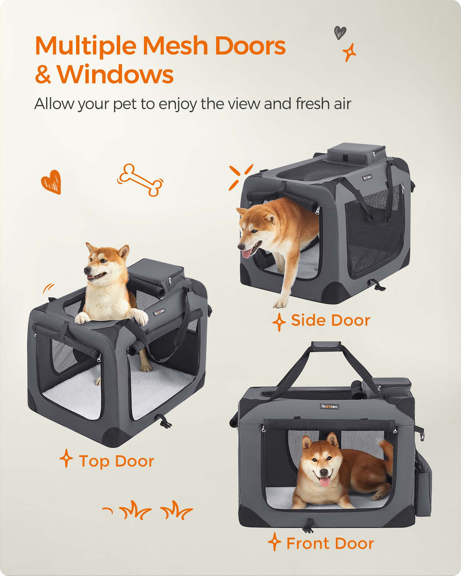 Folding Pet Carrier – Fabric – Dark Blue – Versatile Design for Travel and Safety