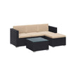 Patio Furniture Set – PE Rattan – Black and Beige – Handwoven with Cushions and Glass Table