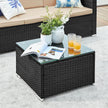 Patio Furniture Set – PE Rattan – Black and Beige – Handwoven with Cushions and Glass Table