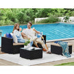 Patio Furniture Set – PE Rattan – Black and Beige – Handwoven with Cushions and Glass Table