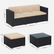 Patio Furniture Set – PE Rattan – Black and Beige – Handwoven with Cushions and Glass Table