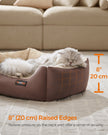 Dog Bed – Soft Fabric – Coffee Brown – Large Washable with Removable Reversible Cushion
