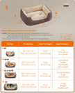 Dog Bed – Soft Fabric – Coffee Brown – Large Washable with Removable Reversible Cushion