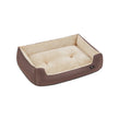 Large Dog Bed – Soft Fabric – Coffee Brown – Washable with Removable Reversible Cushion