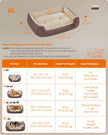 Large Dog Bed – Soft Fabric – Coffee Brown – Washable with Removable Reversible Cushion