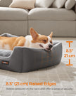 Dog Sofa Bed – Soft Fabric – Slate Grey and Dove Grey – Washable with Removable Reversible Cushion
