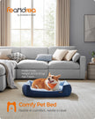 Dog Sofa Bed – Fabric – Charcoal Blue and Pale Blue – Removable Reversible Cushion